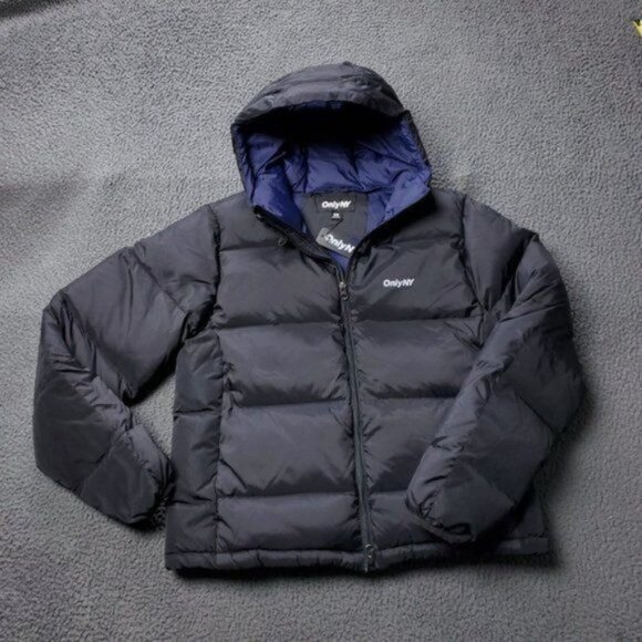 New ONLY NY Packable Snorkel Puffer Down Jacket Nylon Black Mens XS Extra Small - Picture 1 of 12